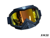 Очки зимние HETOSHI FJ05-2 (двойное стекло) цв.оправы Черный цв.стекла Розово-желтый