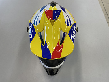 Шлем кроссовый HETOSHI UFD XD1-43 цв. Бело-сине-красно-желтый р. XL